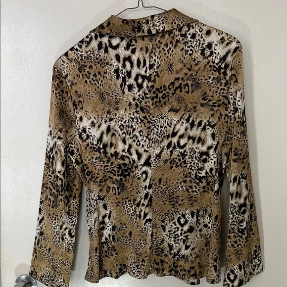 Karen Kane Leopard Print Silky Wrap Blouse, Size XL - Picture 5 of 6